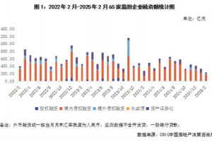 ‌2025年2月65家房企融资215.88亿元，创近年单月新低