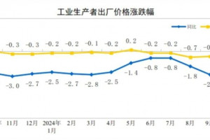 2024年10月全国PPI同比下降2.9%，全国CPI同比上涨0.3%